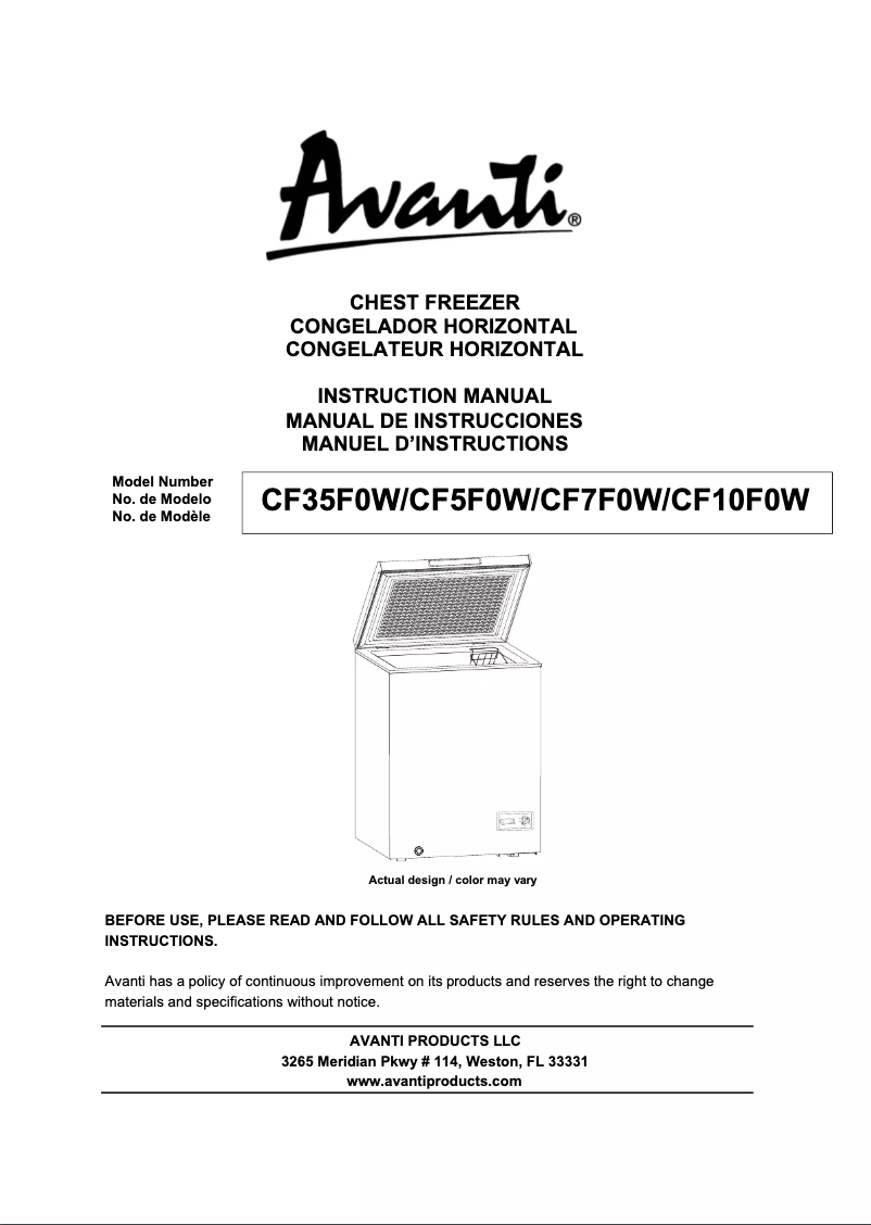 Image de la première page du manuel de l'appareil CF10F0W
