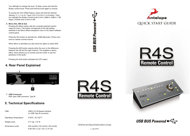 Imagen de la primera página del manual del dispositivo RS4