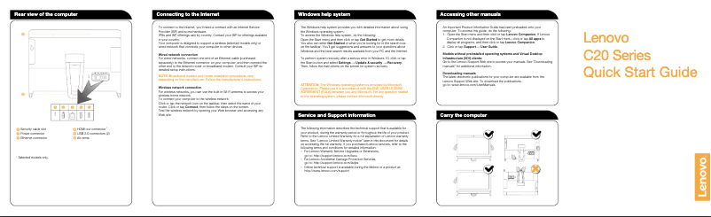 Page 1 de la notice Guide de démarrage rapide Lenovo C20-00