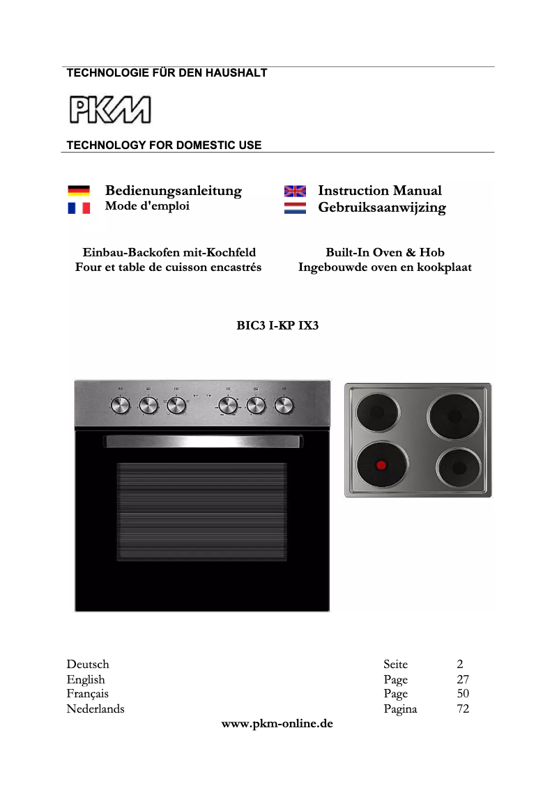 Image de la première page du manuel de l'appareil BIC3 I-KP-IX-3