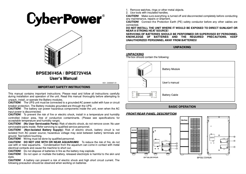 Image de la première page du manuel de l'appareil BPSE36V45A