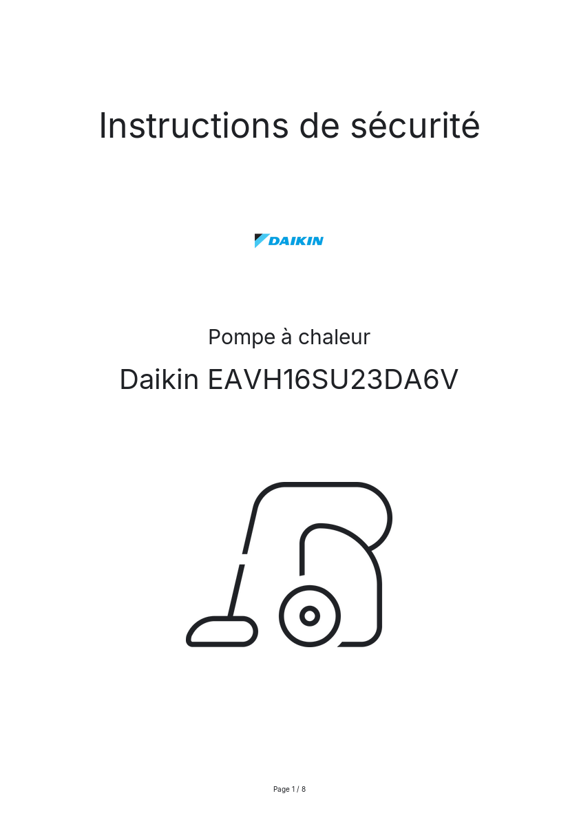 Image de la première page du manuel de l'appareil EAVH16SU23DA6V