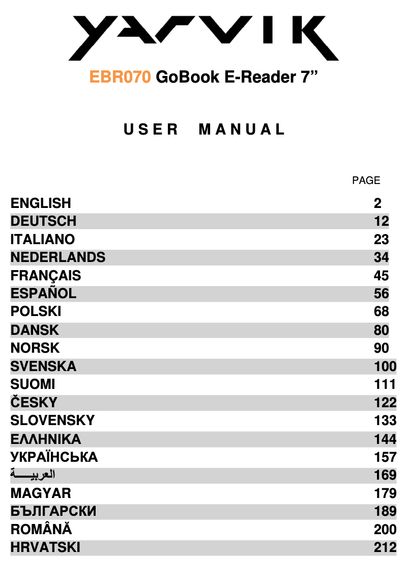 Page n°1 - Manuel utilisateur Yarvik GoBook