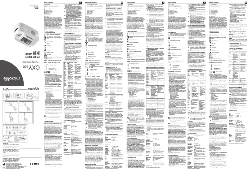 Page 1 de la notice Manuel utilisateur Microlife OXY 300