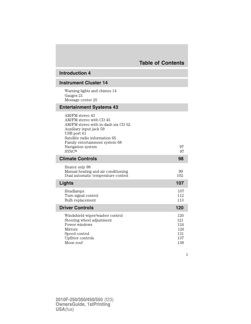 Página 1 del manual Manual de usuario Ford F-250 (2010)