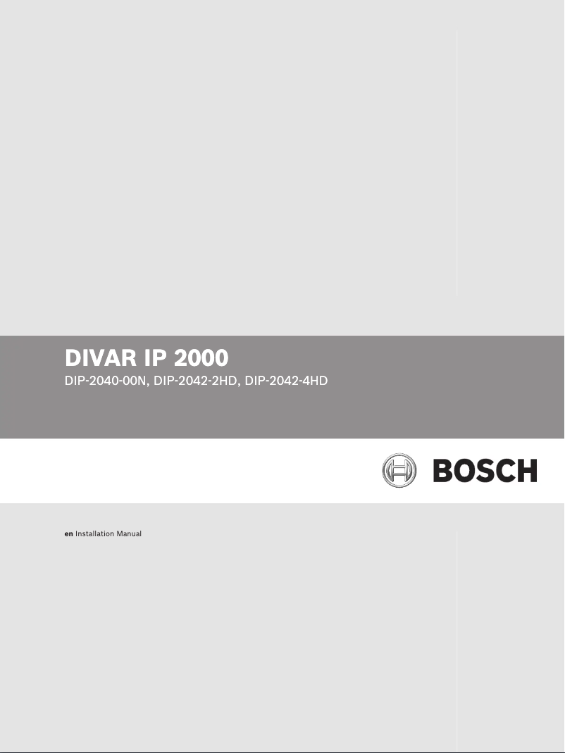 Page 1 de la notice Manuel utilisateur Bosch Divar IP 2000
