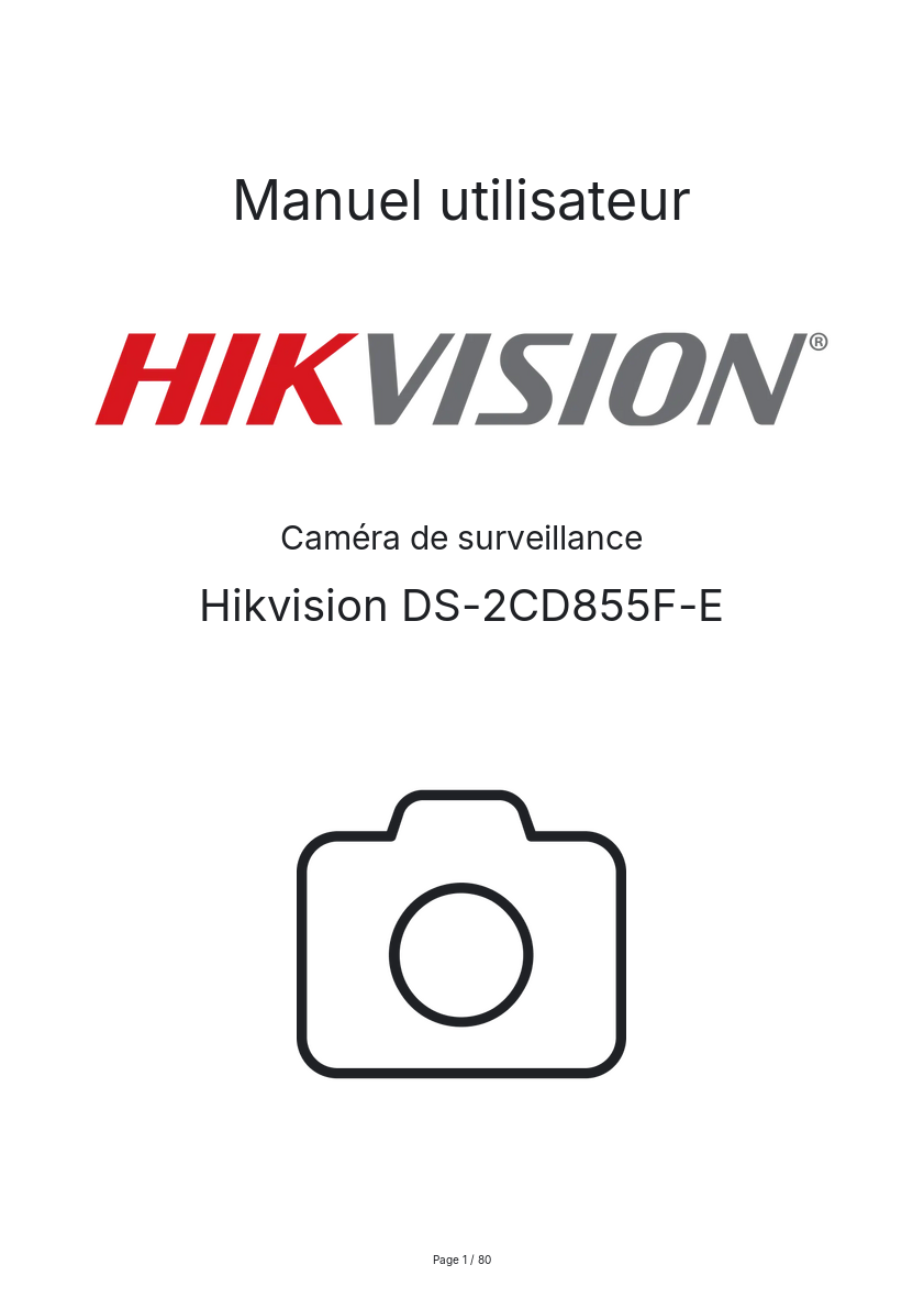 Image de la première page du manuel de l'appareil DS-2CD855F-E
