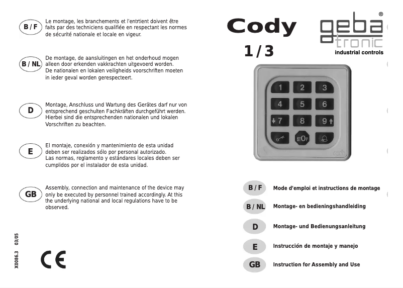 Image de la première page du manuel de l'appareil Cody 1-3