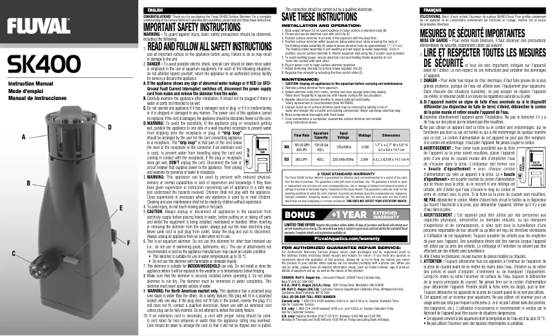 Image de la première page du manuel de l'appareil SK400