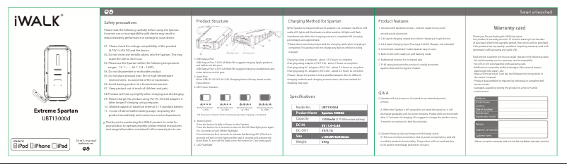Page 1 de la notice Manuel utilisateur iWALK Extreme Spartan