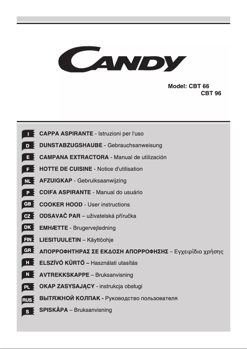 Page n°1 - Manuel utilisateur Candy Cbt 96 x