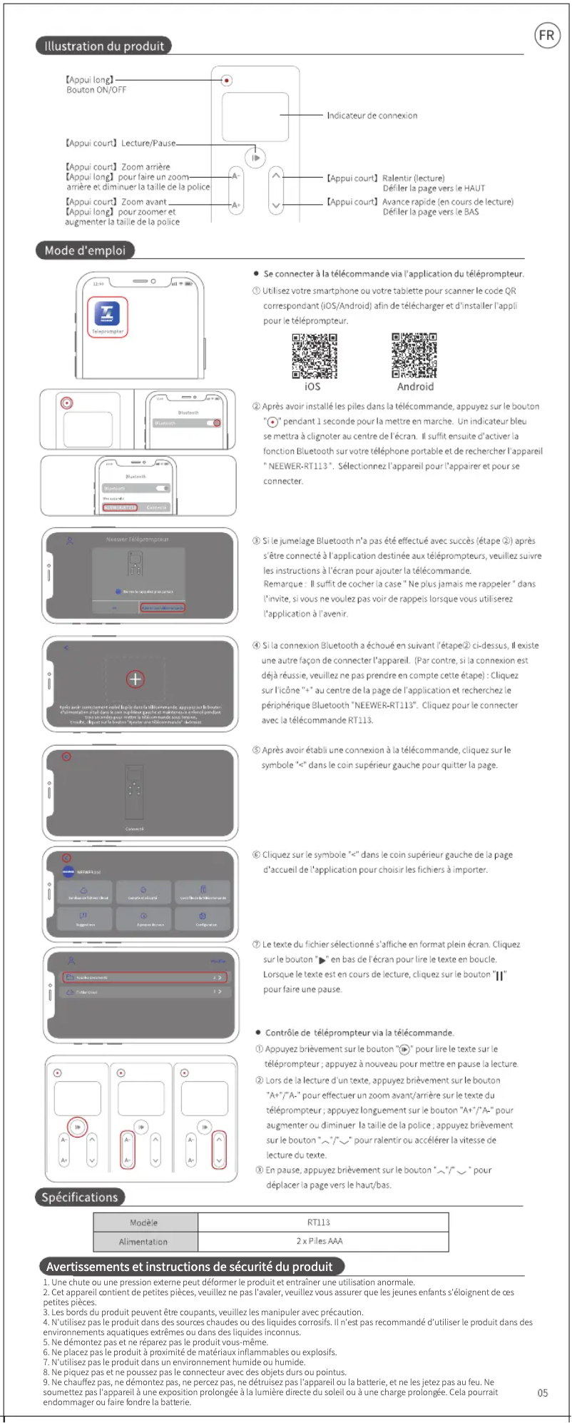 Página 1 del manual Manual de usuario Neewer RT113