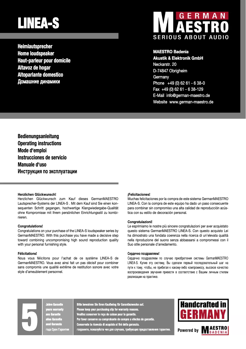 Page n°1 - Manuel utilisateur German Maestro MS-F1CGB