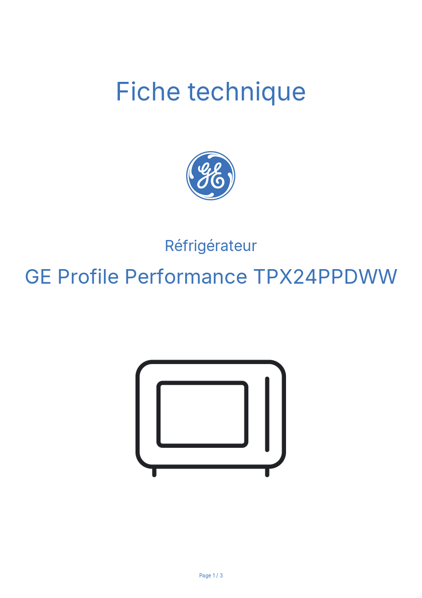 Image de la première page du manuel de l'appareil Profile Performance TPX24PPDWW
