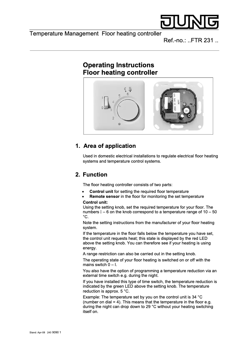 Page n°1 - Manuel utilisateur JUNG GCRFTR231PL