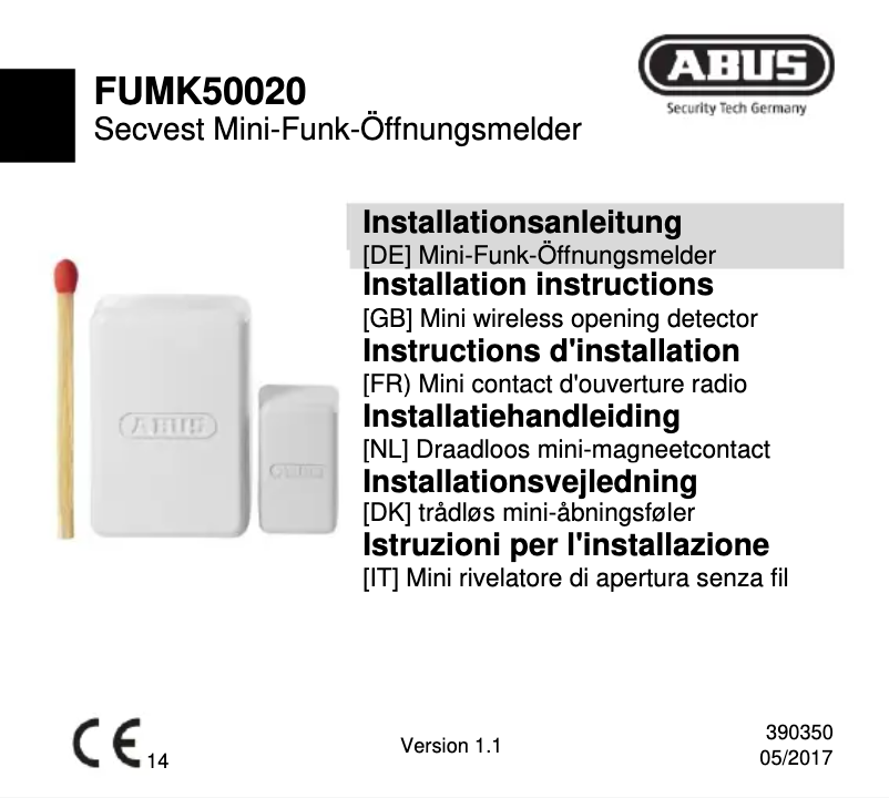 Page n°1 - Manuel utilisateur Abus FUMK50020B