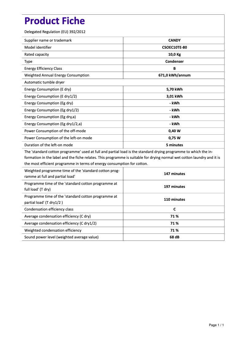 Image de la première page du manuel de l'appareil CSOEC10TE-80