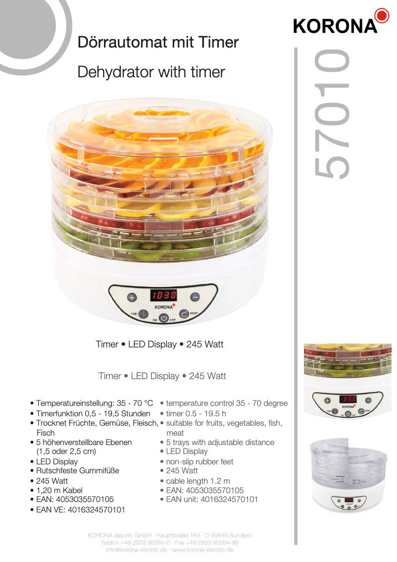 Page n°1 - Fiche technique Korona 57010