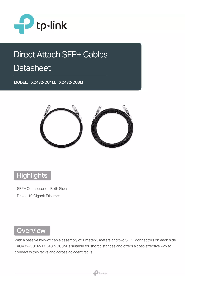 Page n°1 - Manuel utilisateur TP-Link TXC432-CU3M