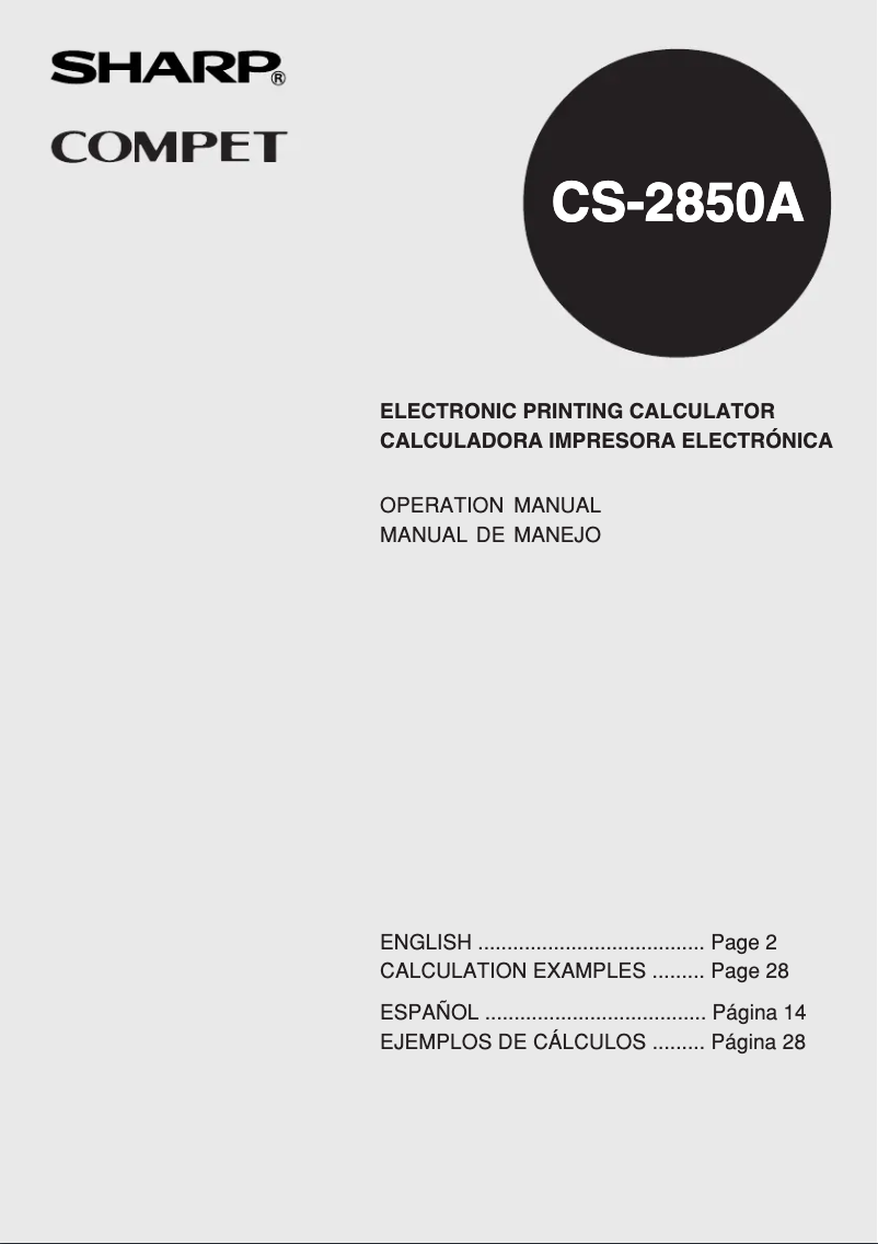 Image de la première page du manuel de l'appareil CS-2850A
