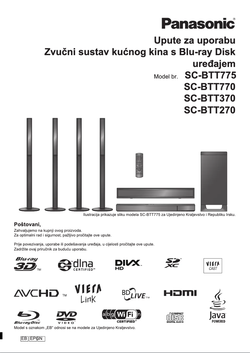 Page n°1 - Manuel utilisateur Panasonic SC-BTT775