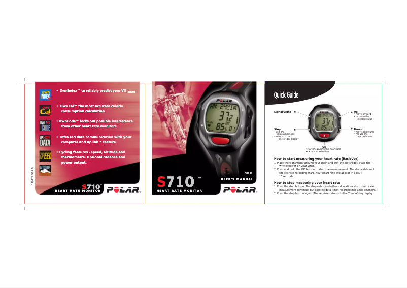 Page 1 de la notice Manuel utilisateur Polar S710