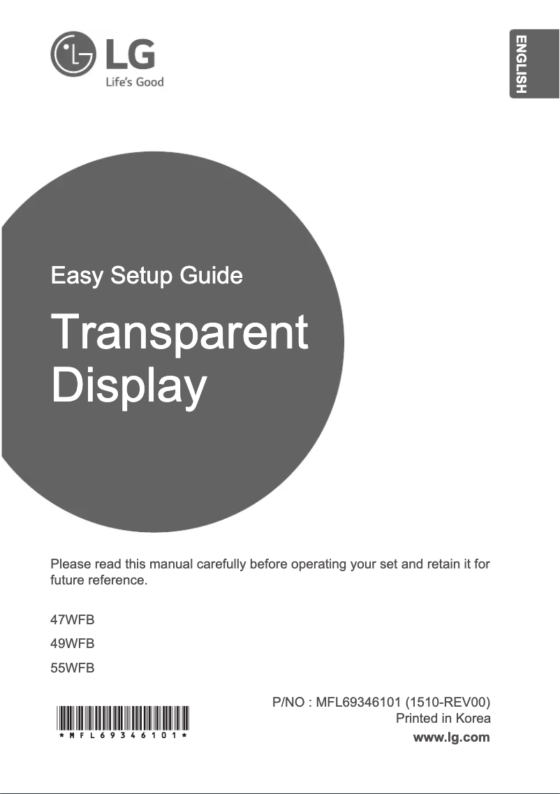 Page n°1 - Guide d'installation LG 49WFB