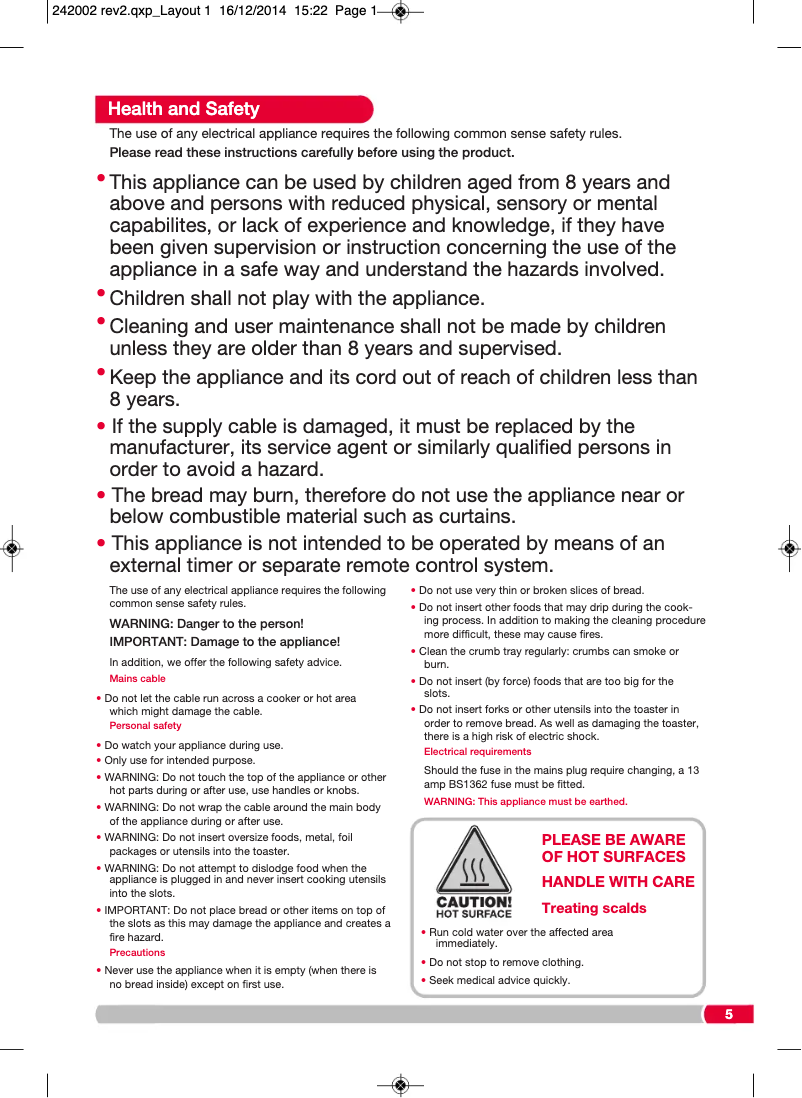 Page 1 de la notice Manuel utilisateur Morphy Richards Accents 242006