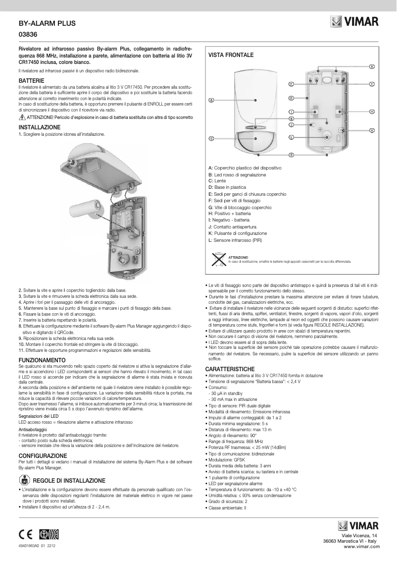 Page 1 de la notice Instructions / montage Vimar 03836