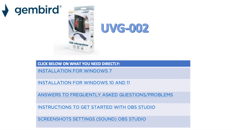 Página 1 del manual Manual de usuario Gembird UVG-002