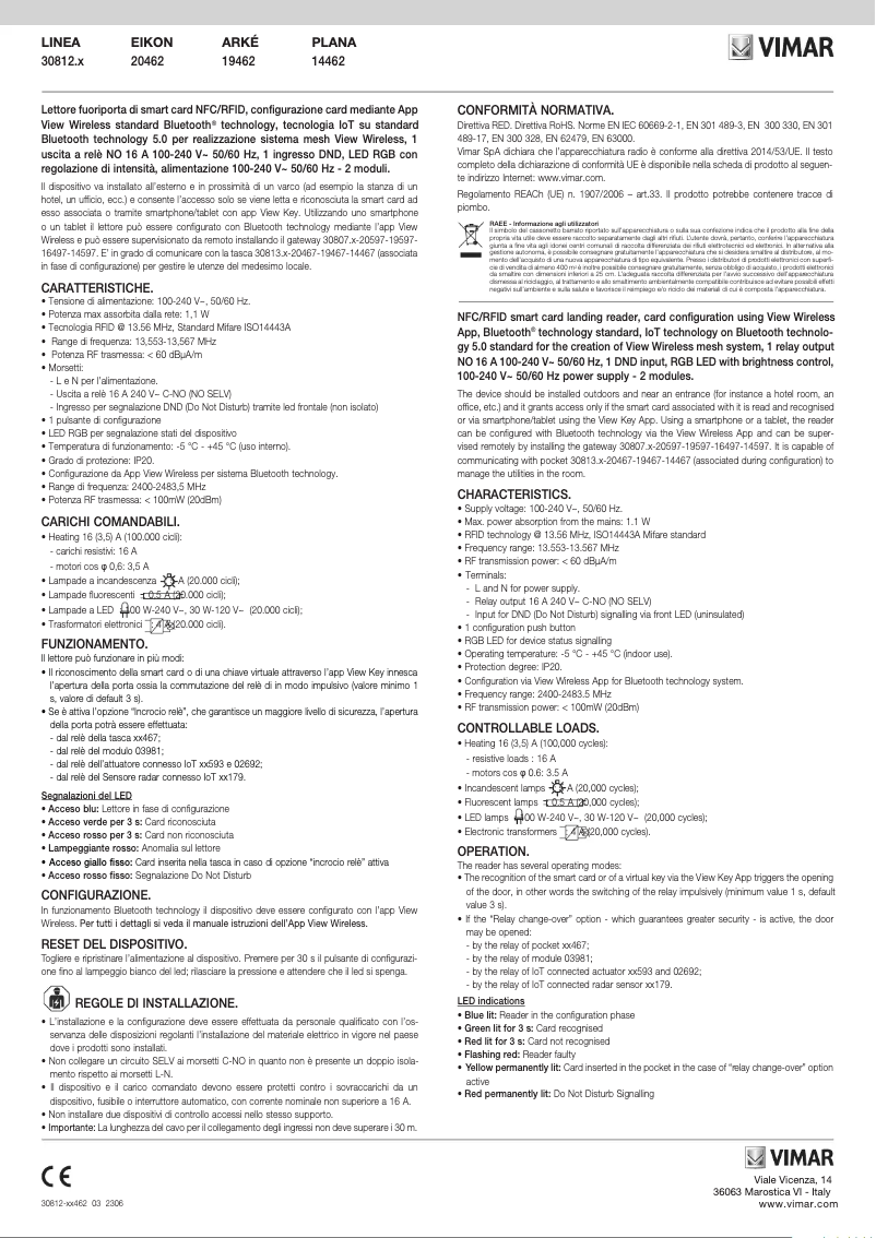 Page 1 de la notice Instructions / montage Vimar 20462.B