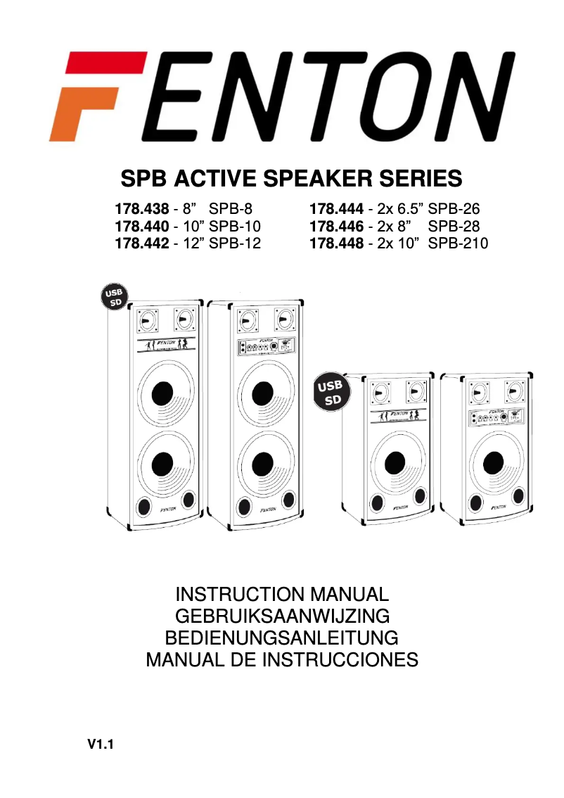Page 1 de la notice Manuel utilisateur Fenton SPB-10