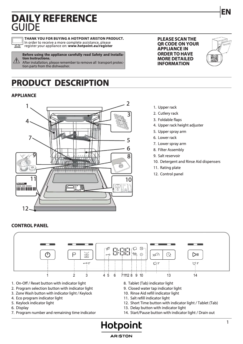 Page 1 de la notice Guide d'installation Hotpoint HFC 3C26 F