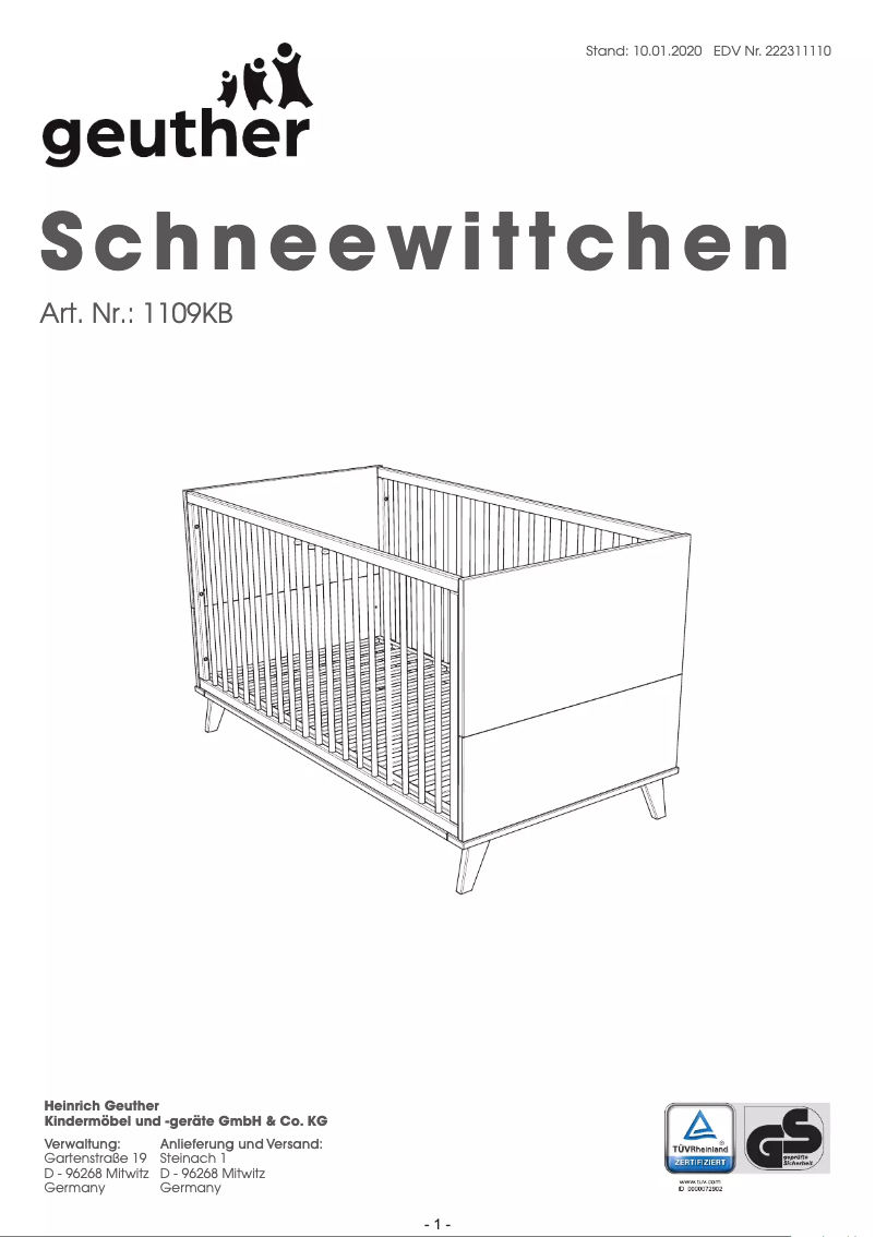 Image de la première page du manuel de l'appareil Schneewittchen 1109KB