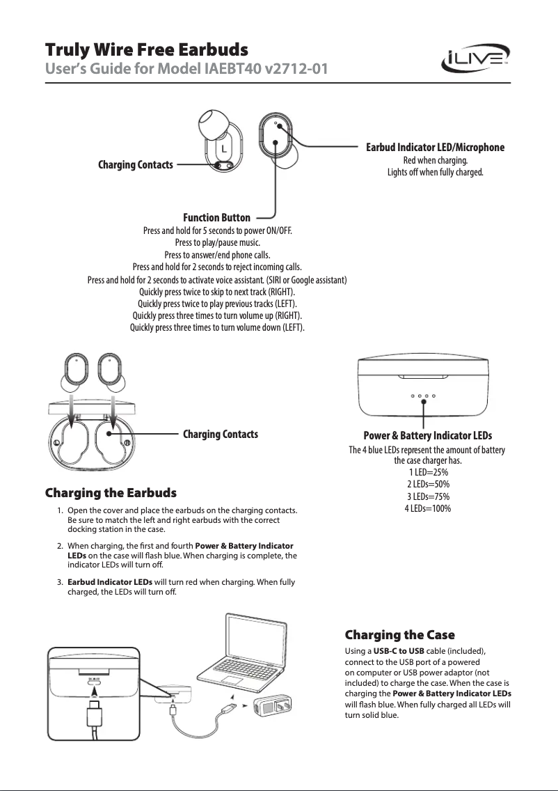 Page n°1 - Manuel utilisateur iLive IAEBT40