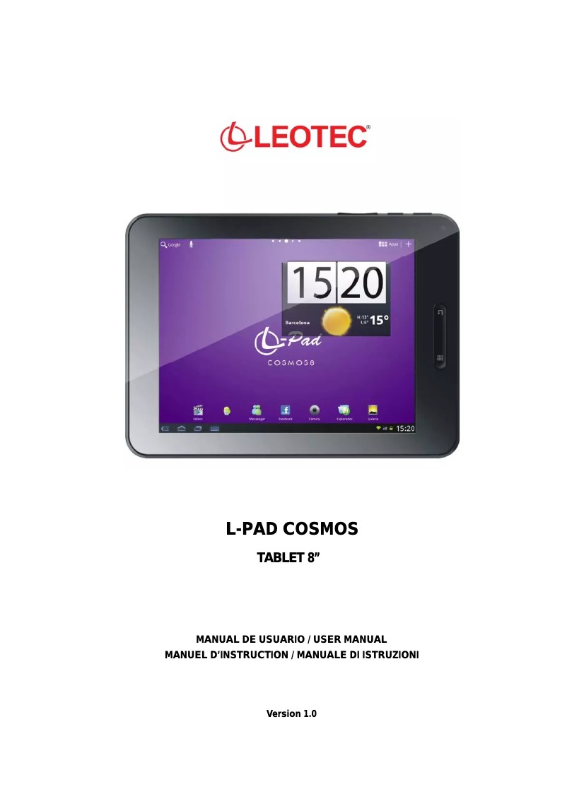 Image de la première page du manuel de l'appareil L-Pad Cosmos LETAB801