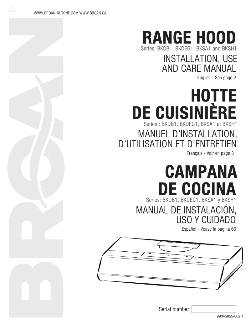 Image de la première page du manuel de l'appareil BKDB130WW