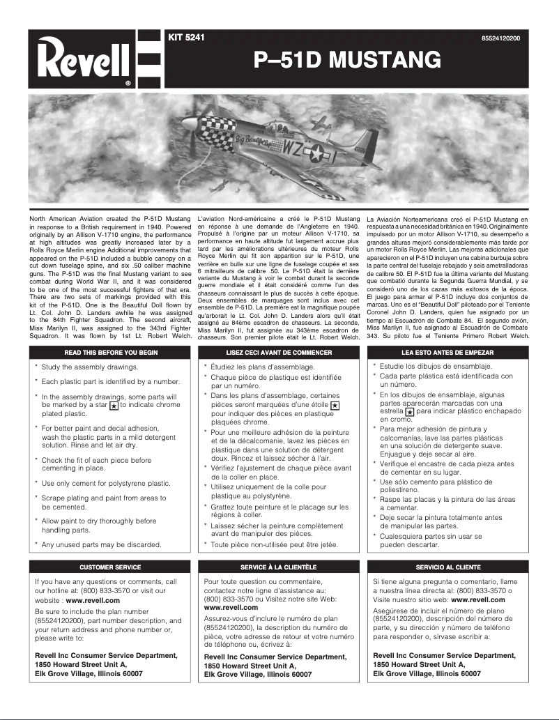 Page n°1 - Manuel utilisateur Revell P-51D Mustang