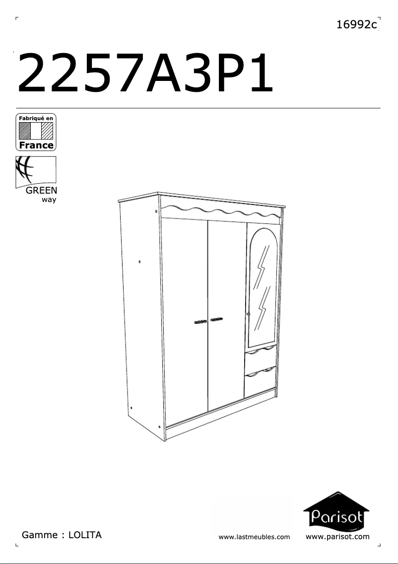Page 1 de la notice Manuel utilisateur Parisot Lolita 2257A3P1
