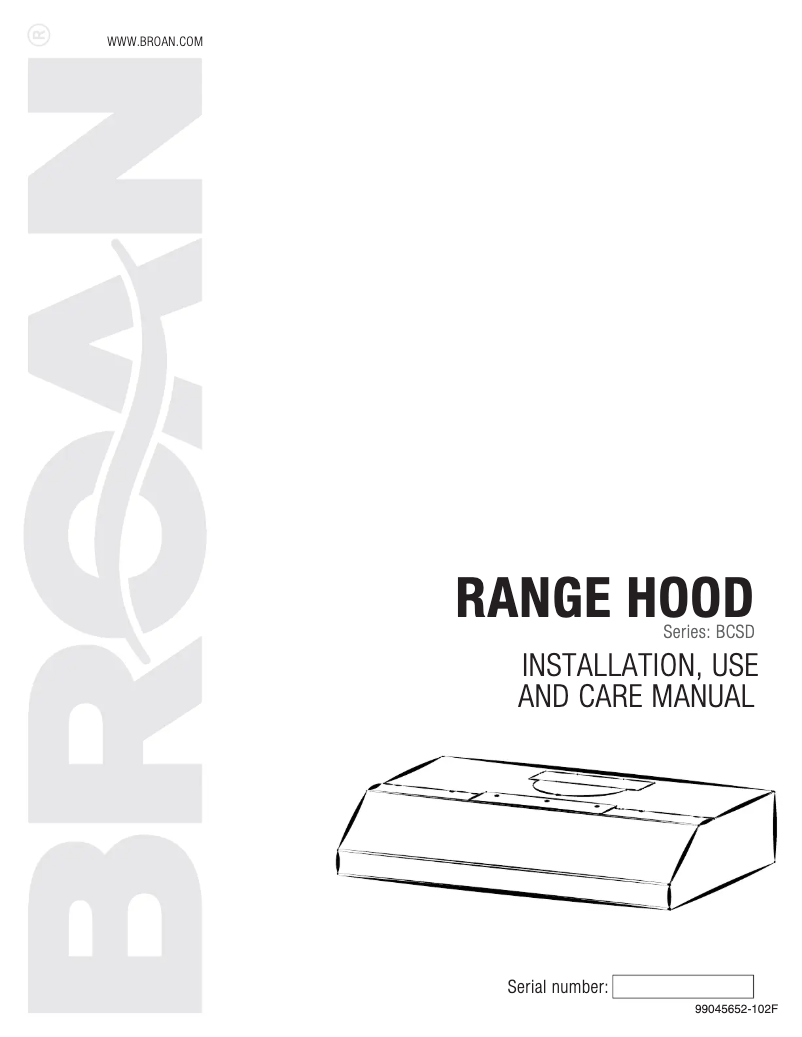 Page n°1 - Manuel utilisateur Broan BCSD124WW