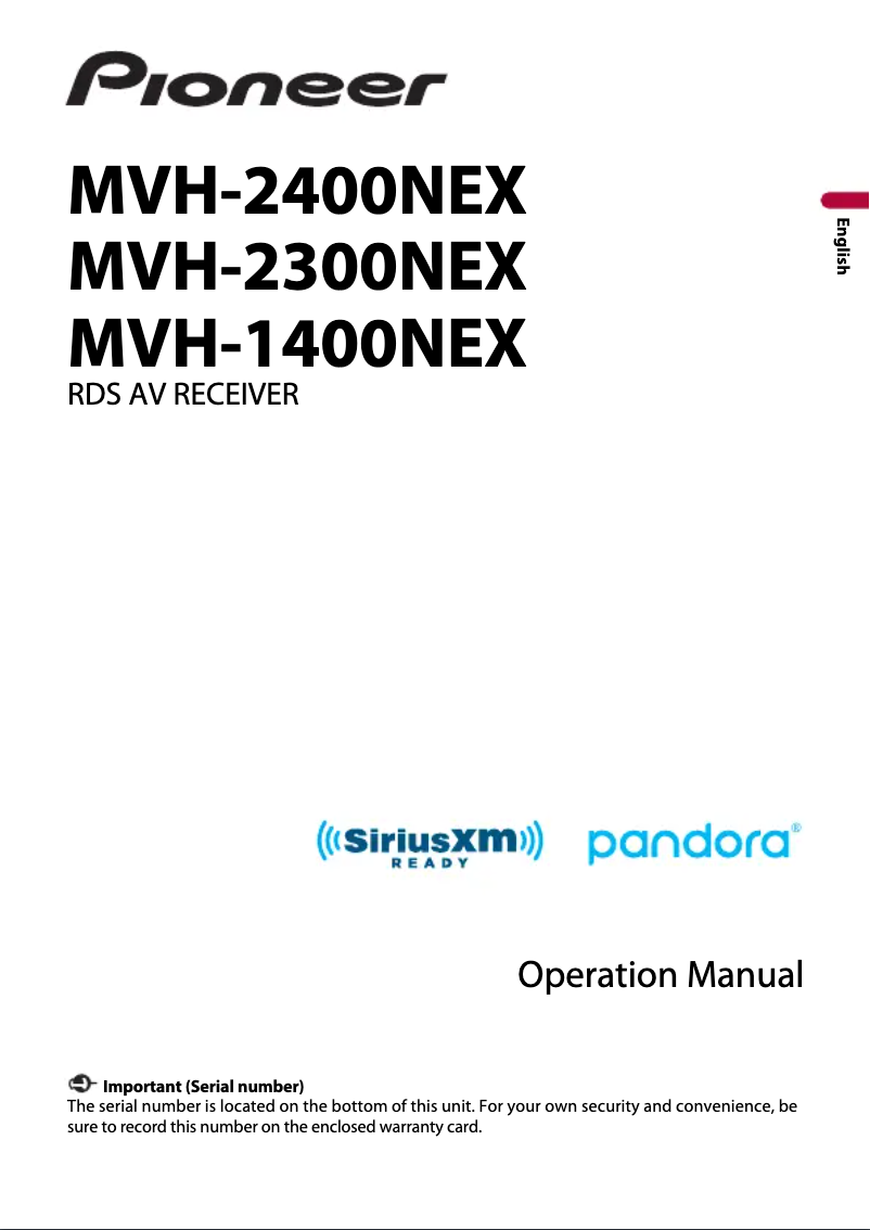 Page n°1 - Manuel utilisateur Pioneer MVH-2300NEX