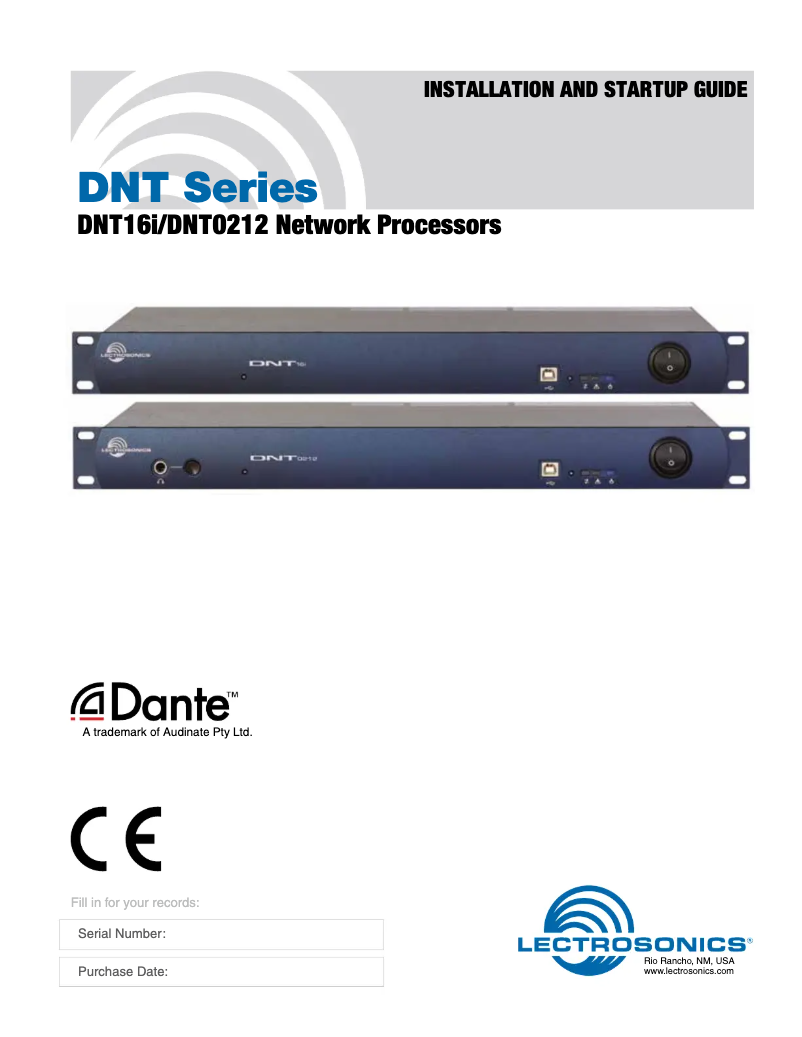 Page 1 de la notice Manuel utilisateur Lectrosonics DNT0212