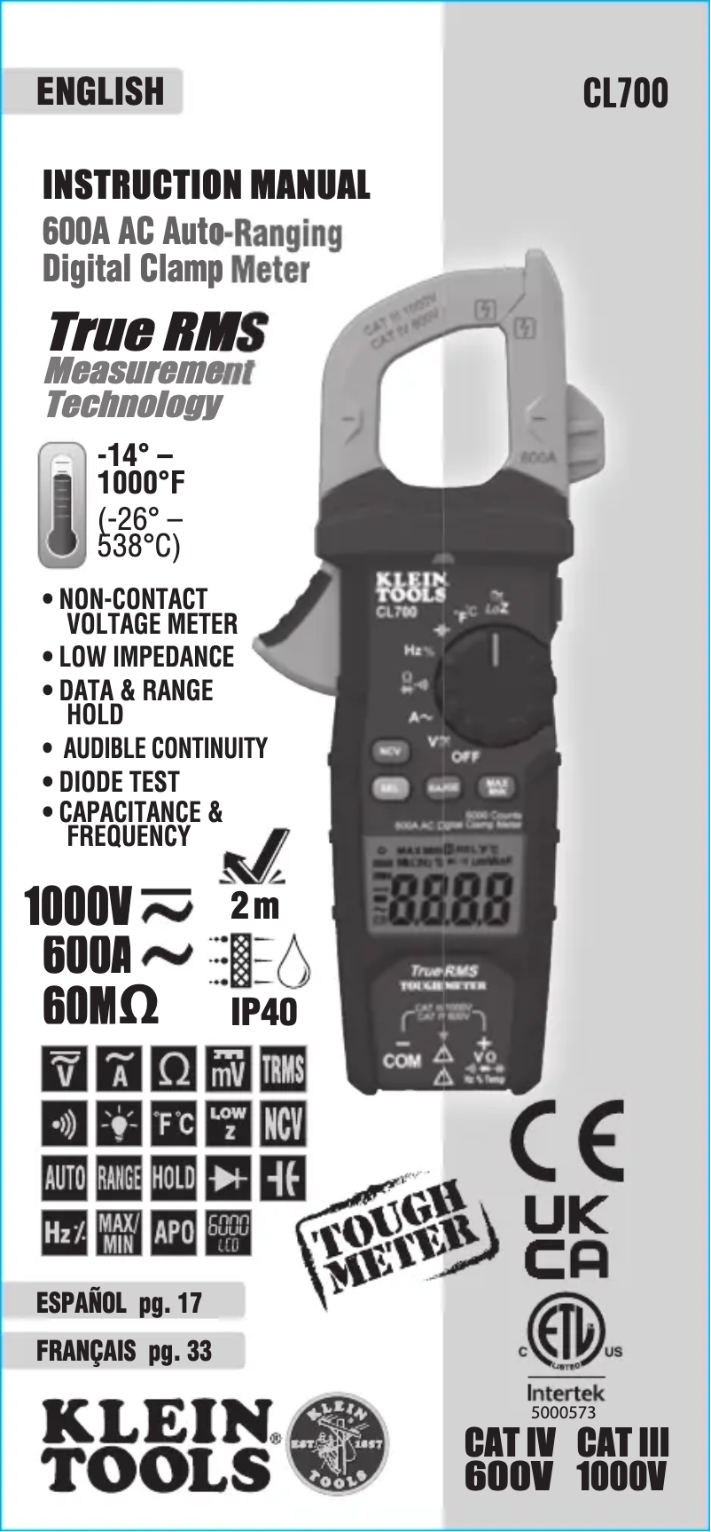 Image de la première page du manuel de l'appareil CL700