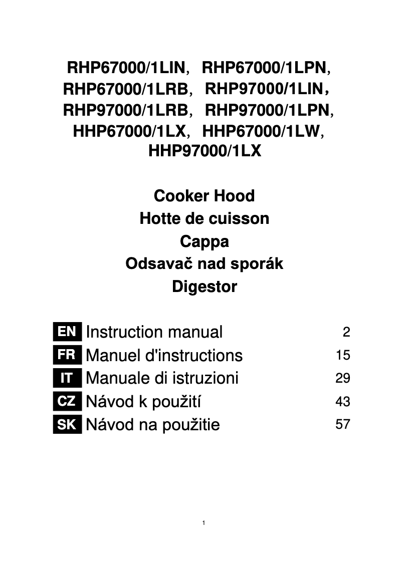 Image de la première page du manuel de l'appareil RHP 67000/1 LRB