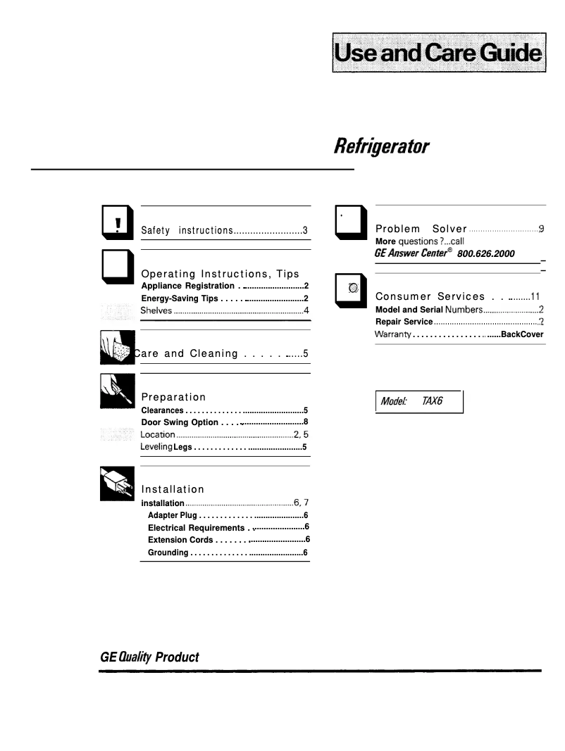 Image de la première page du manuel de l'appareil TAX6SNXWH