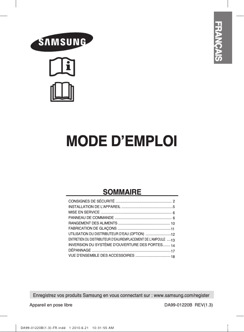 Page 1 de la notice Manuel utilisateur Samsung RL41ECPS