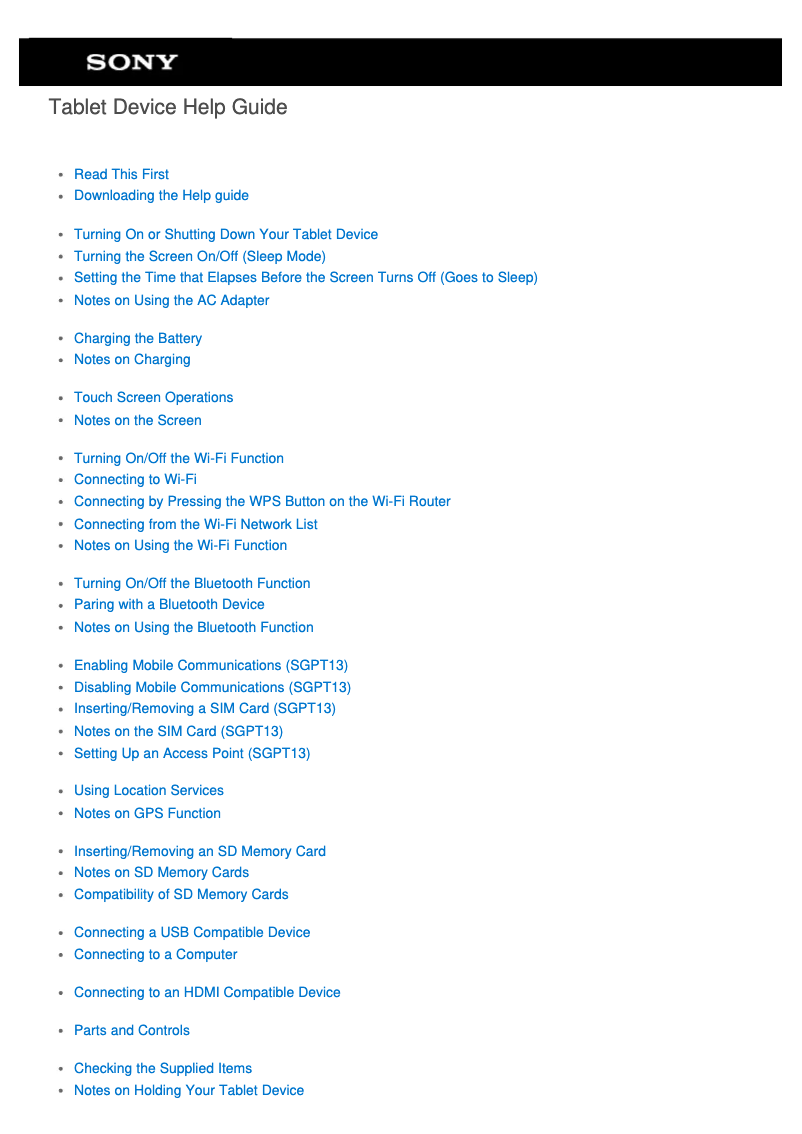 Page 1 de la notice Manuel utilisateur Sony Xperia Tablet S Cradle