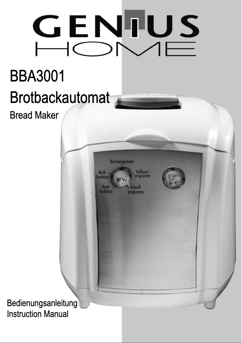 Page n°1 - Manuel utilisateur Genius Home BBA3001