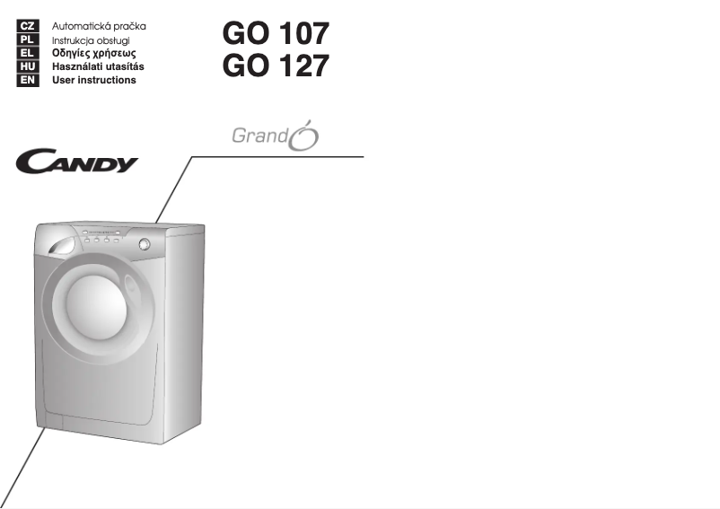 Page 1 de la notice Manuel utilisateur Candy GO 107-37