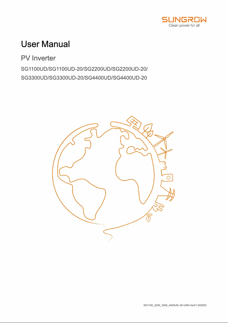 Page 1 de la notice Manuel utilisateur Sungrow SG4400UD-20